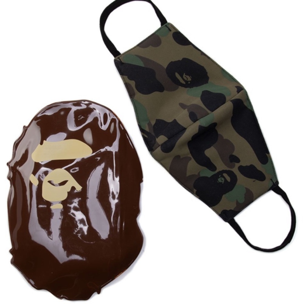 A bathing ape camo face mask